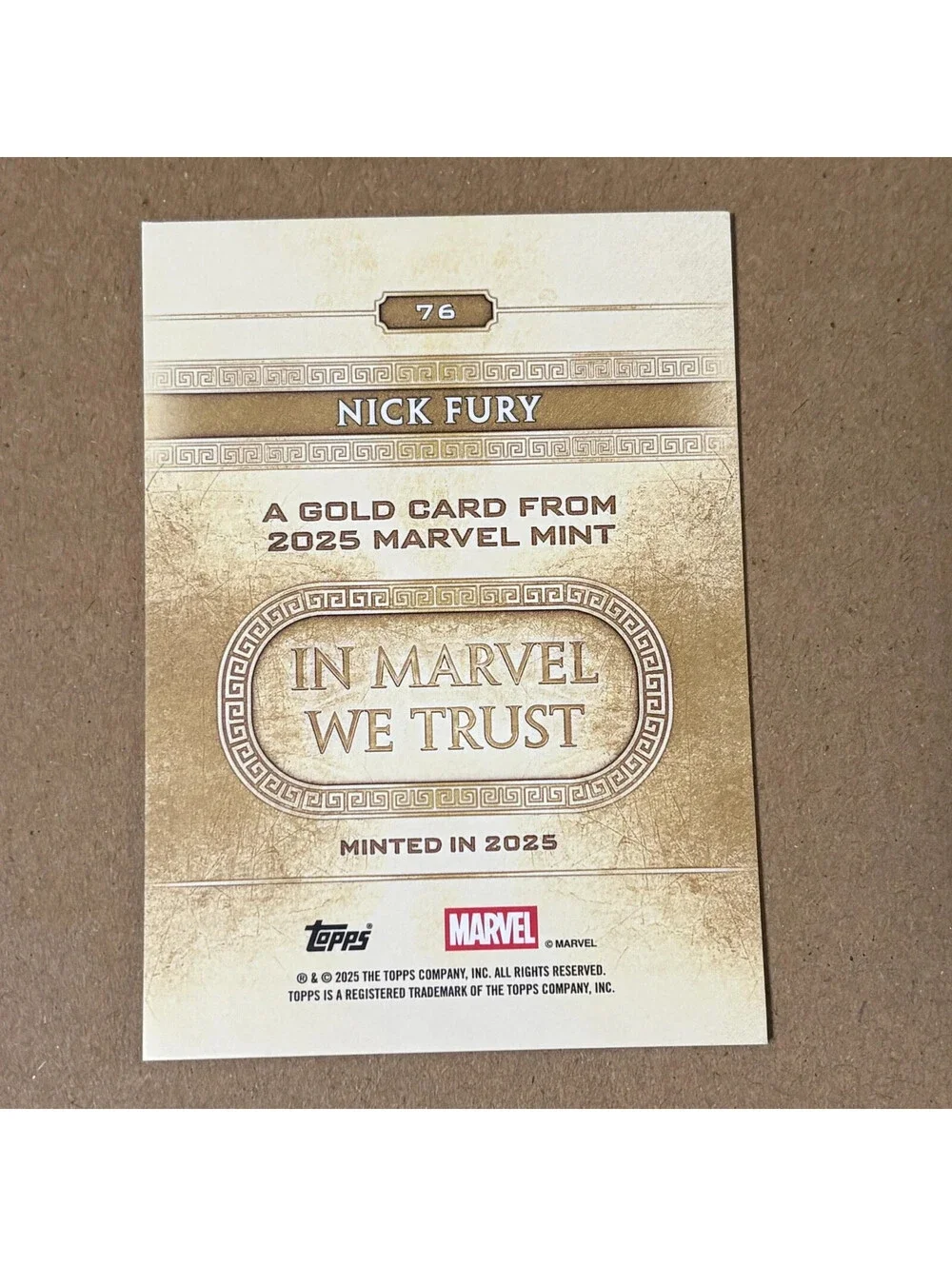 2025 Topps Mint Marvel Nick Fury #76 Green Mint #/75